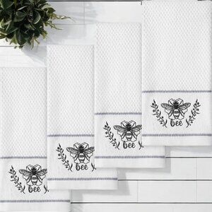 Honey Bee Kitchen Hand Towels Set Cottage Decor Bathroom Decoration Dish Cloths